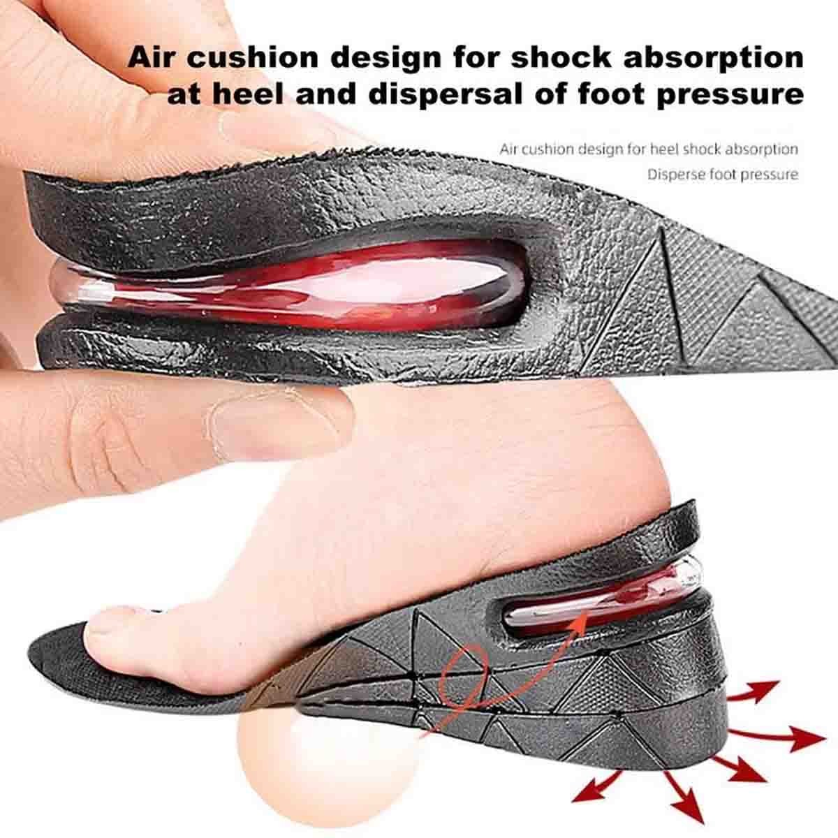 3 Layer 7cm Height Increase Insoles Invisible Elevator Pads Arch Support Unisex