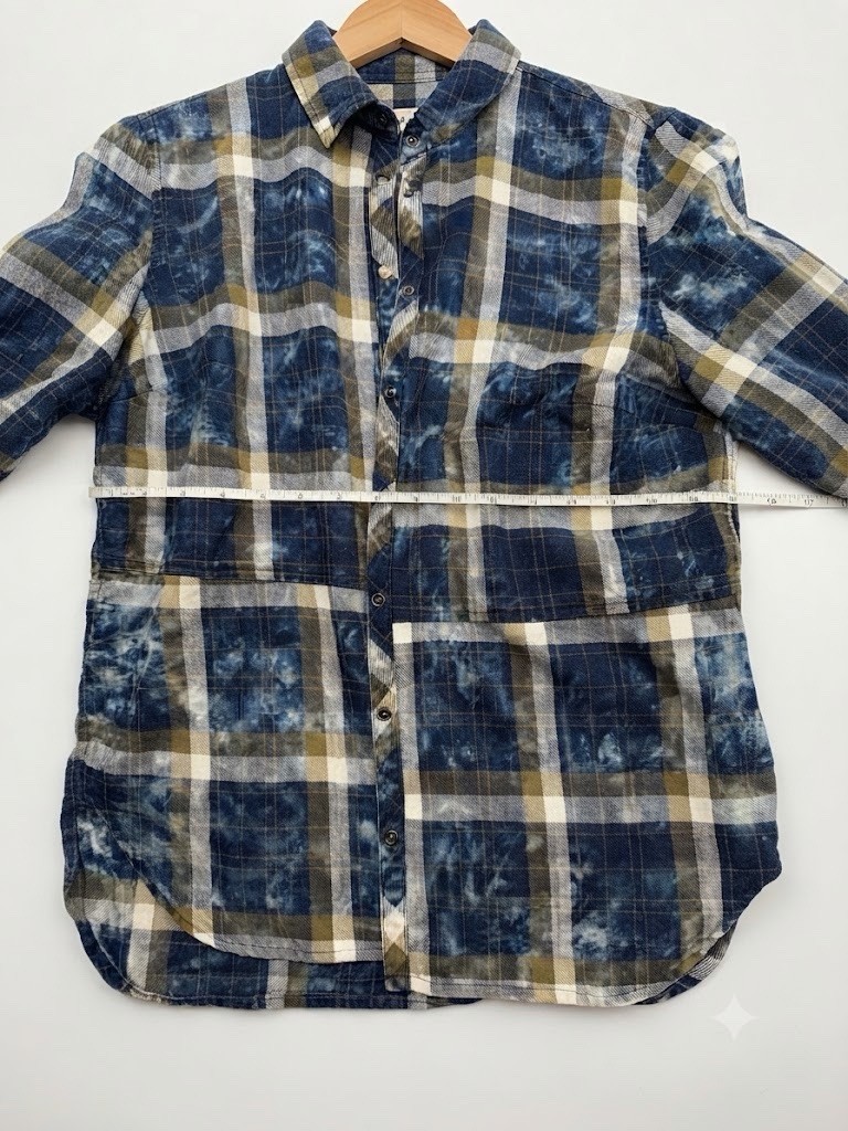 Wrangler Reworked Bleached Plaid Flannel Shirt M Western Grunge Festival
