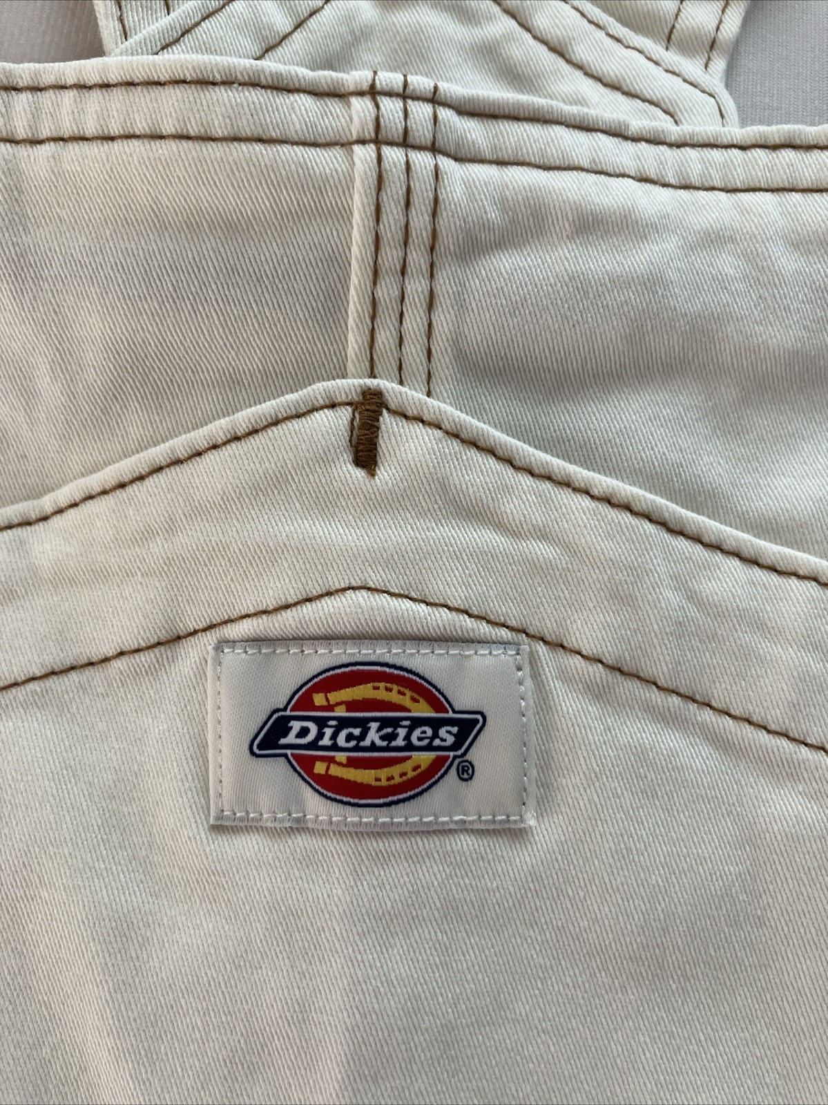 Dickies Bib Overall Dress Womens Medium Off White Utility Pinafore Workwear NWT