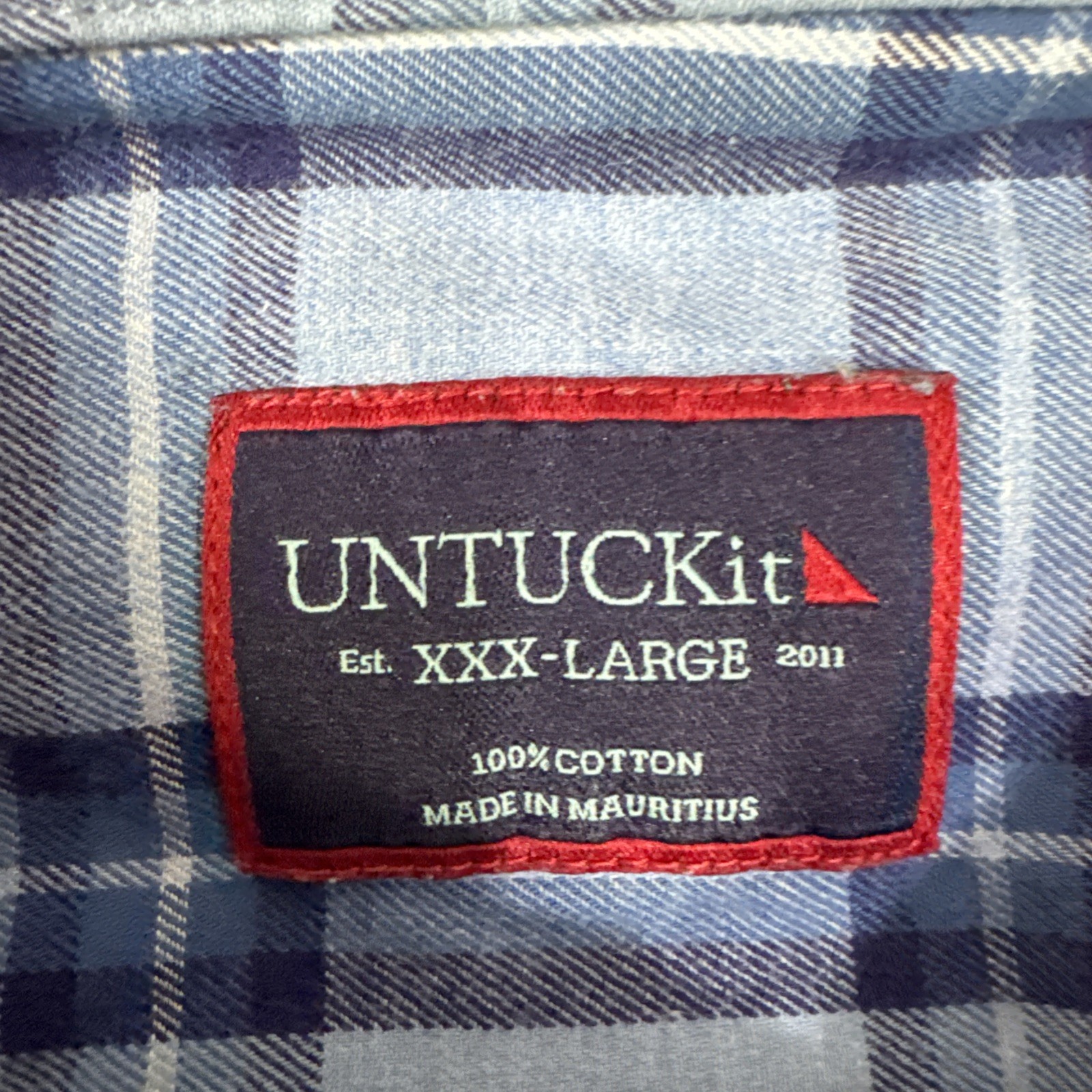 UNTUCKit Men’s XXXL Button Plaid Check Shirt Blue 3XL Short Sleeve