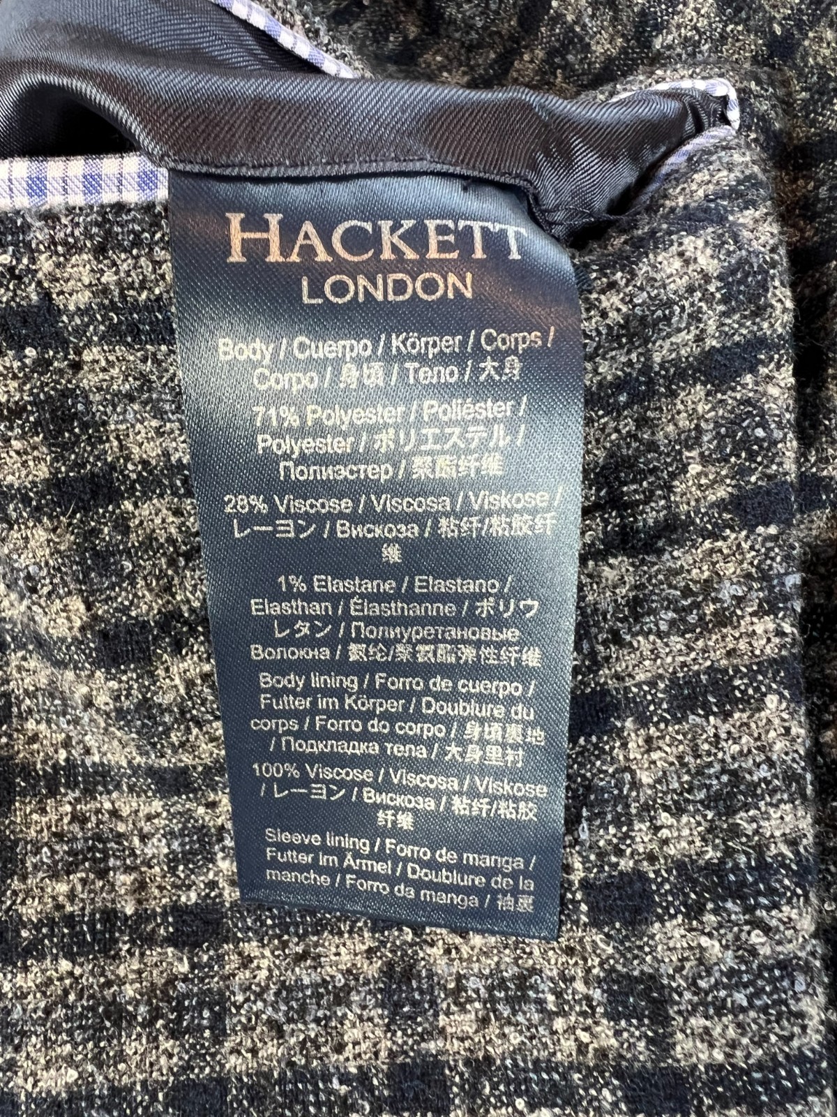 Hackett Grey & Blue Checked Boucle Cloth Unstructured Jacket RRP £650 – Size 40″