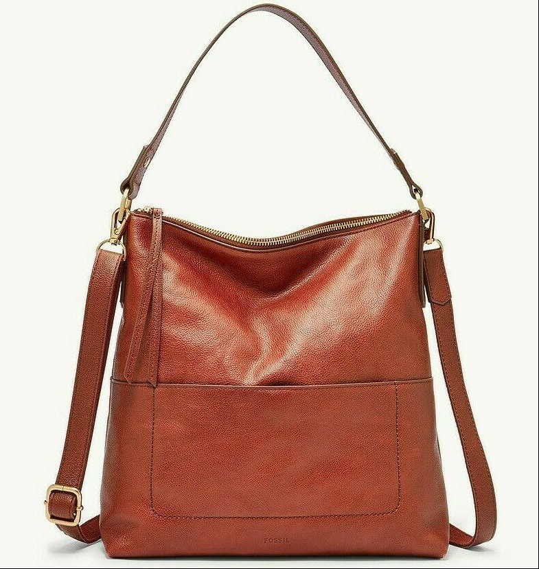 Fossil Amelia Hobo Crossbody Shoulder Bag Brown Leather SHB1819213 $238 MSRP FS