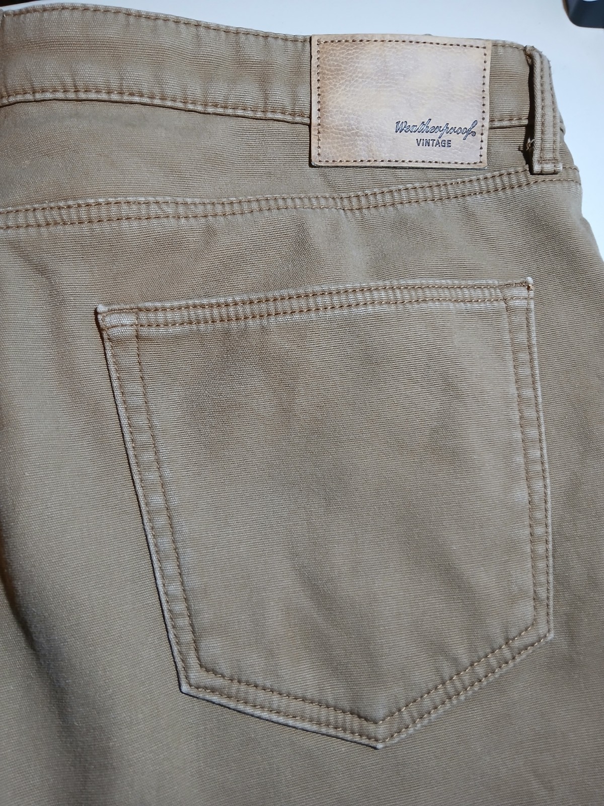 Weatherproof Vintage Men’s Regular Fit Brown Stretch Canvas Pants 40W Straight
