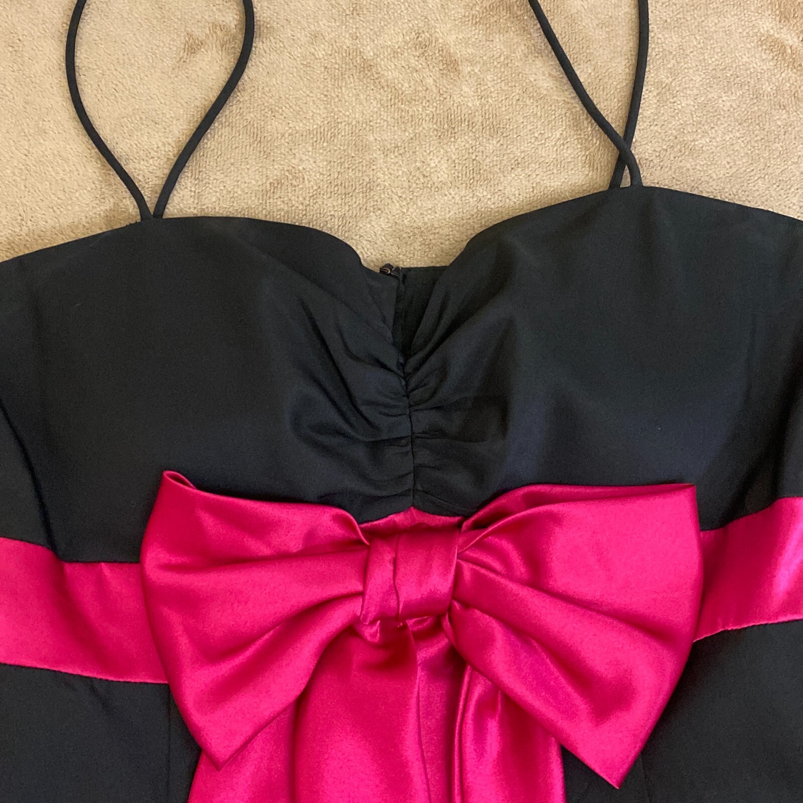 Dressbarn Collection Womens Black Spaghetti Strap Ruched A Line Dress Size 4