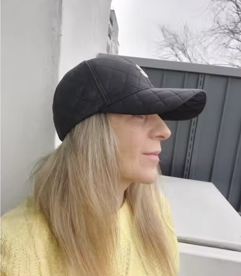 Unique design down cotton pressed grid warm baseball cap winter embroidery hat