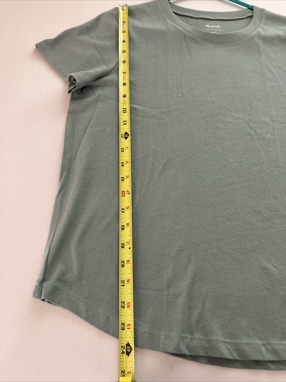 Madewell Softfade Cotton Tee Womens Large Green Crew Neck Short Sleeve Top NWT