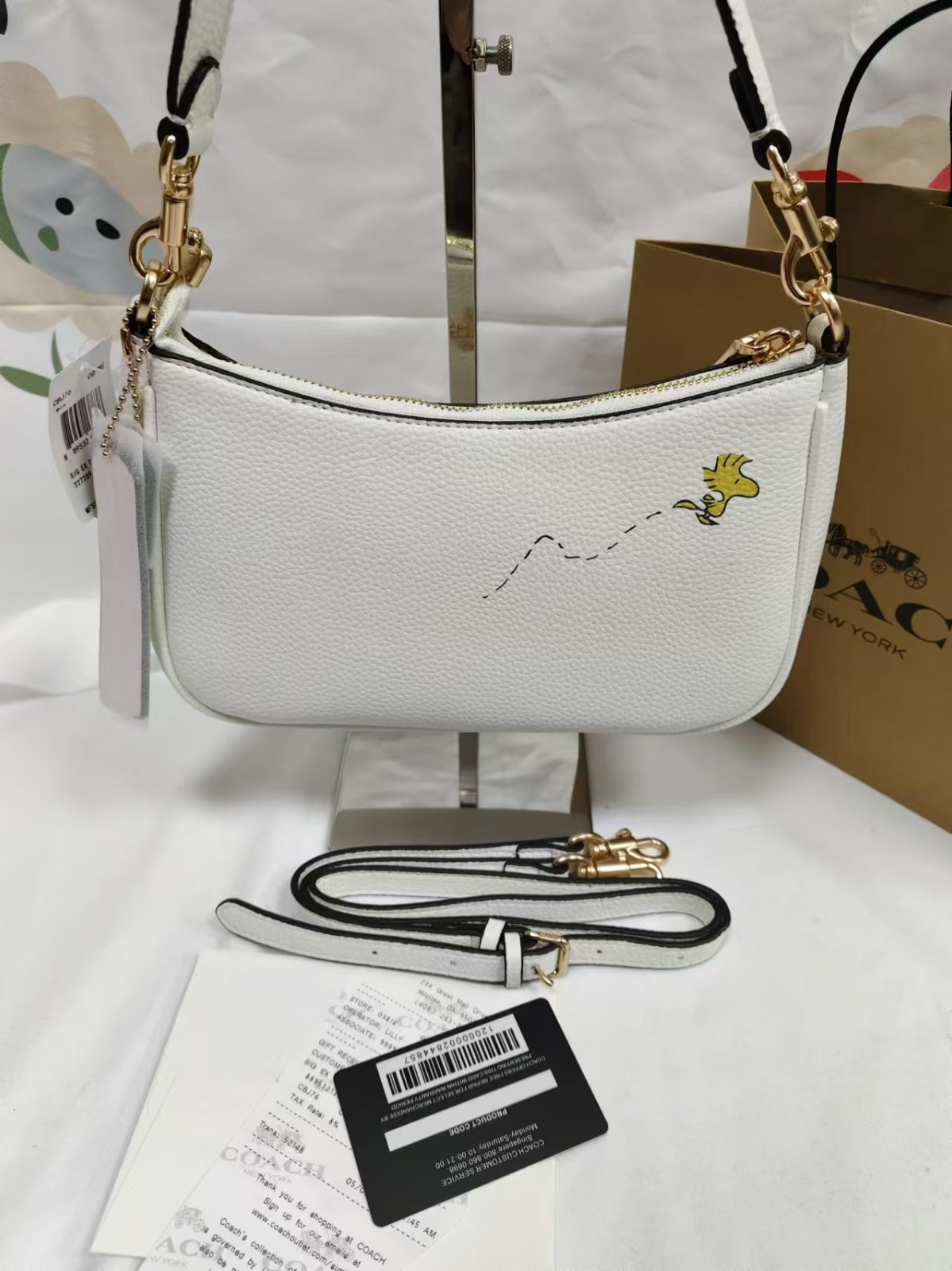 COACH x PEANUTS Teri Shoulder Bag Snoopy Chalk Multi NEW- CBJ76 Outlet -white