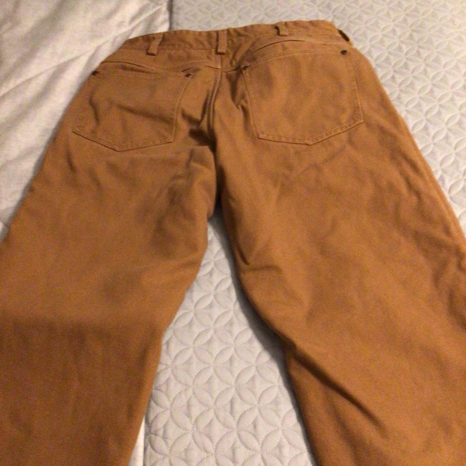 RedHead NANOtex Brown Canvas Lined Workwear Pants Straight Leg Flat Front 32Wx30