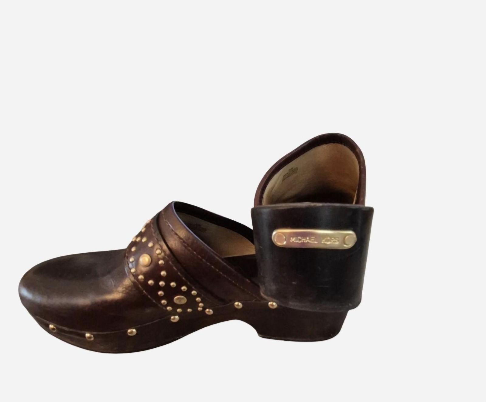MICHAEL Michael Kors Brown Leather Studded Slip-On Mule Clogs Women’s 8.5M