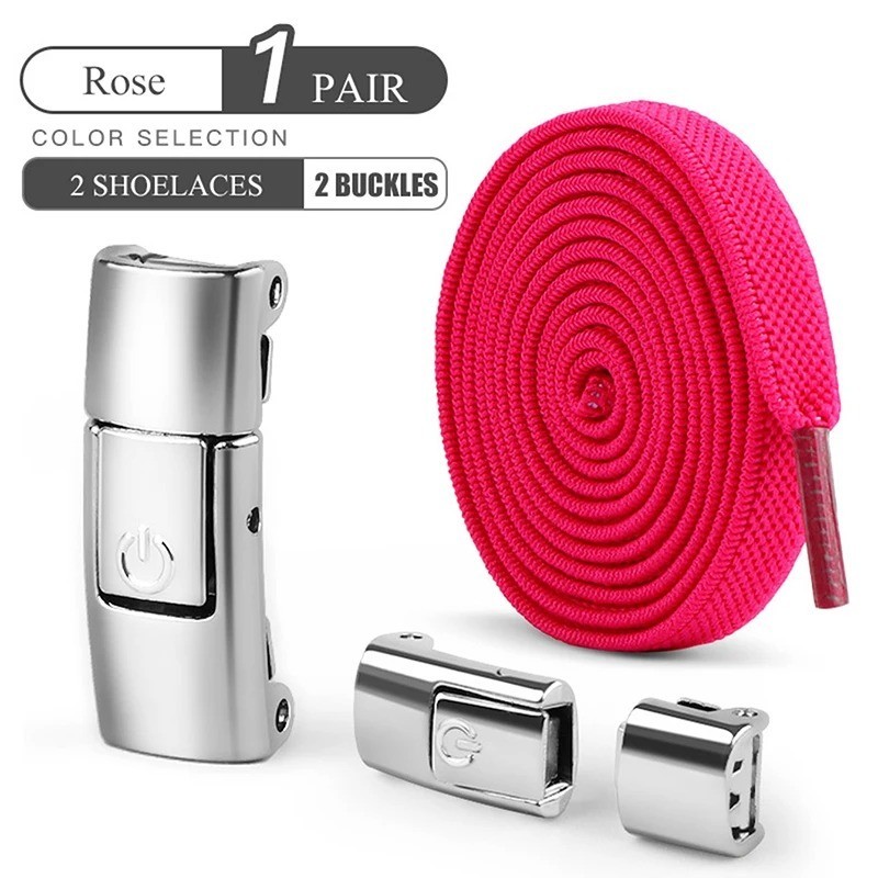 8mm Elastic No Tie Shoelaces Press Lock Flat Laces Kids Adults Sneakers