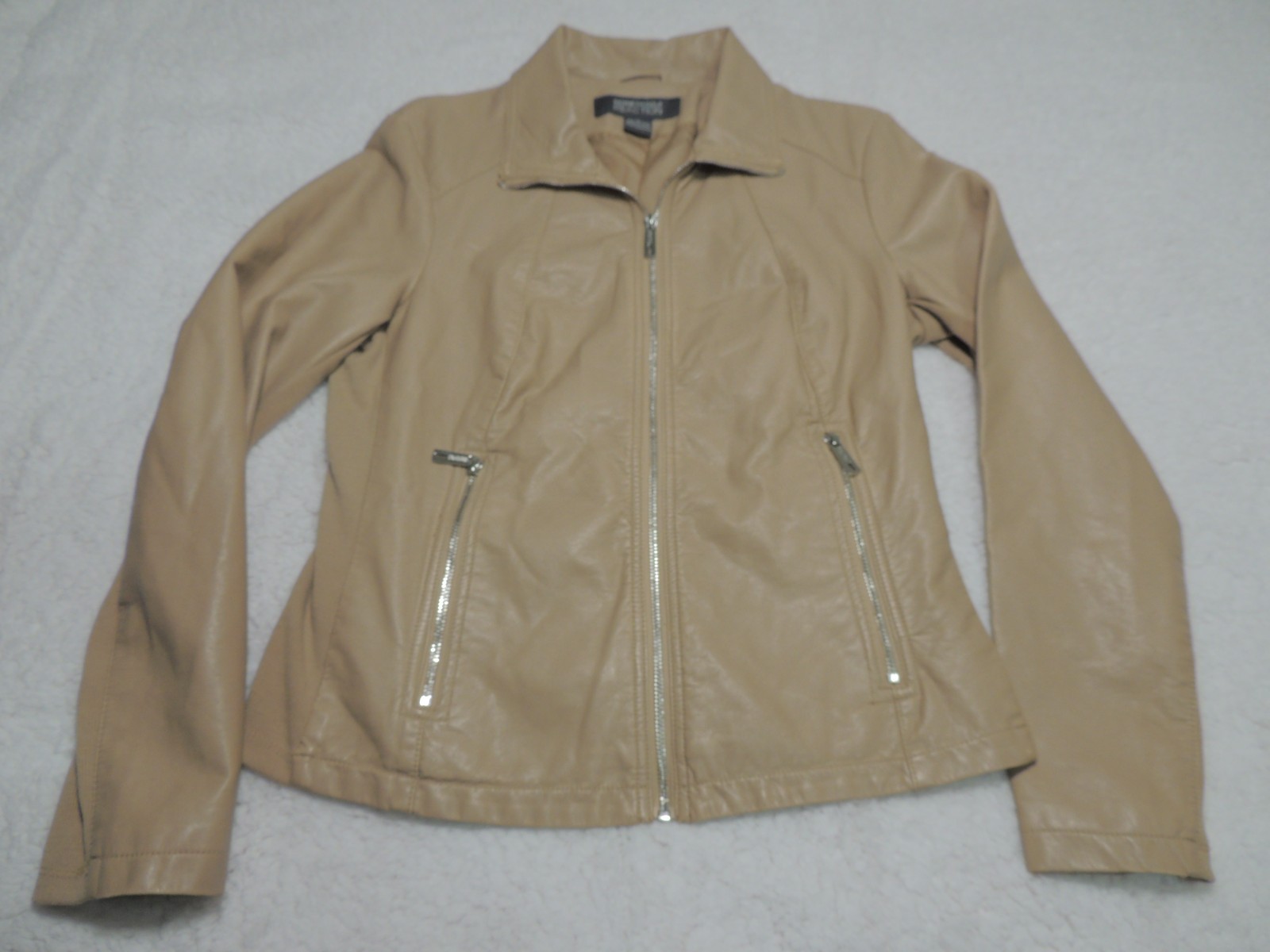 Kenneth Cole Woman Jacket Size M Beige Zipper 100% Polyurethane Shell A1-16