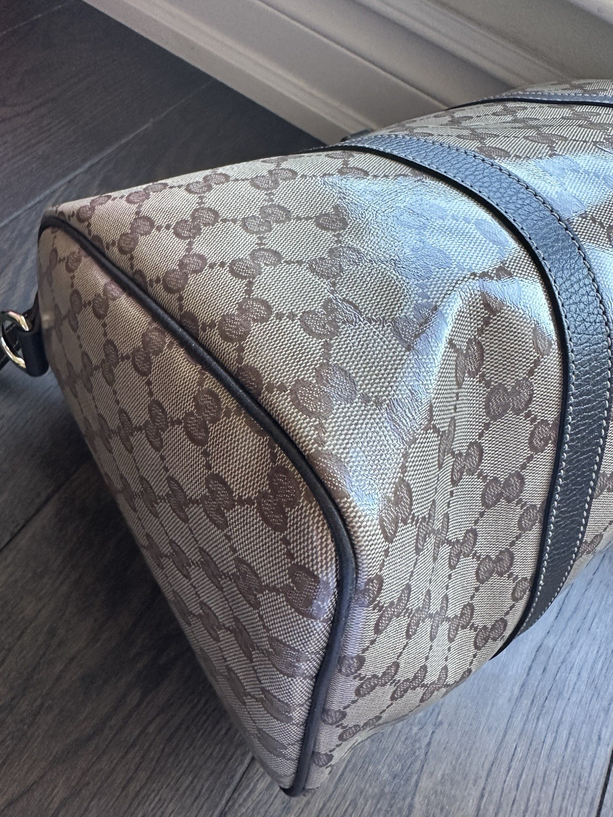 Gucci Beige/Ebony GG Crystal Medium Joy Boston Bag