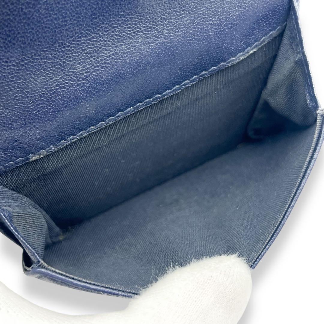 Excellent Condition Chanel Lambskin Matelass Trifold Wallet Navy 711