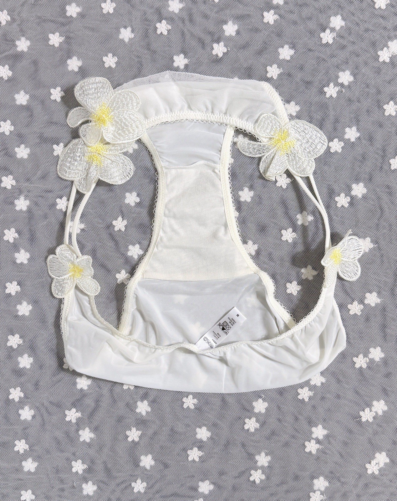 US-34B/JP-C75 Japanese High Class Sew On 3D Frangipani Embroidery Bra Panty Set