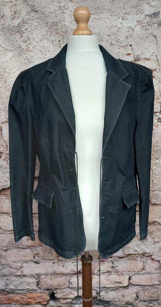 APANAGE DENIM JACKET INDIGO BLUE BLAZER WITH STRETCH SIZE 18 DESIGNER BOUTIQUE
