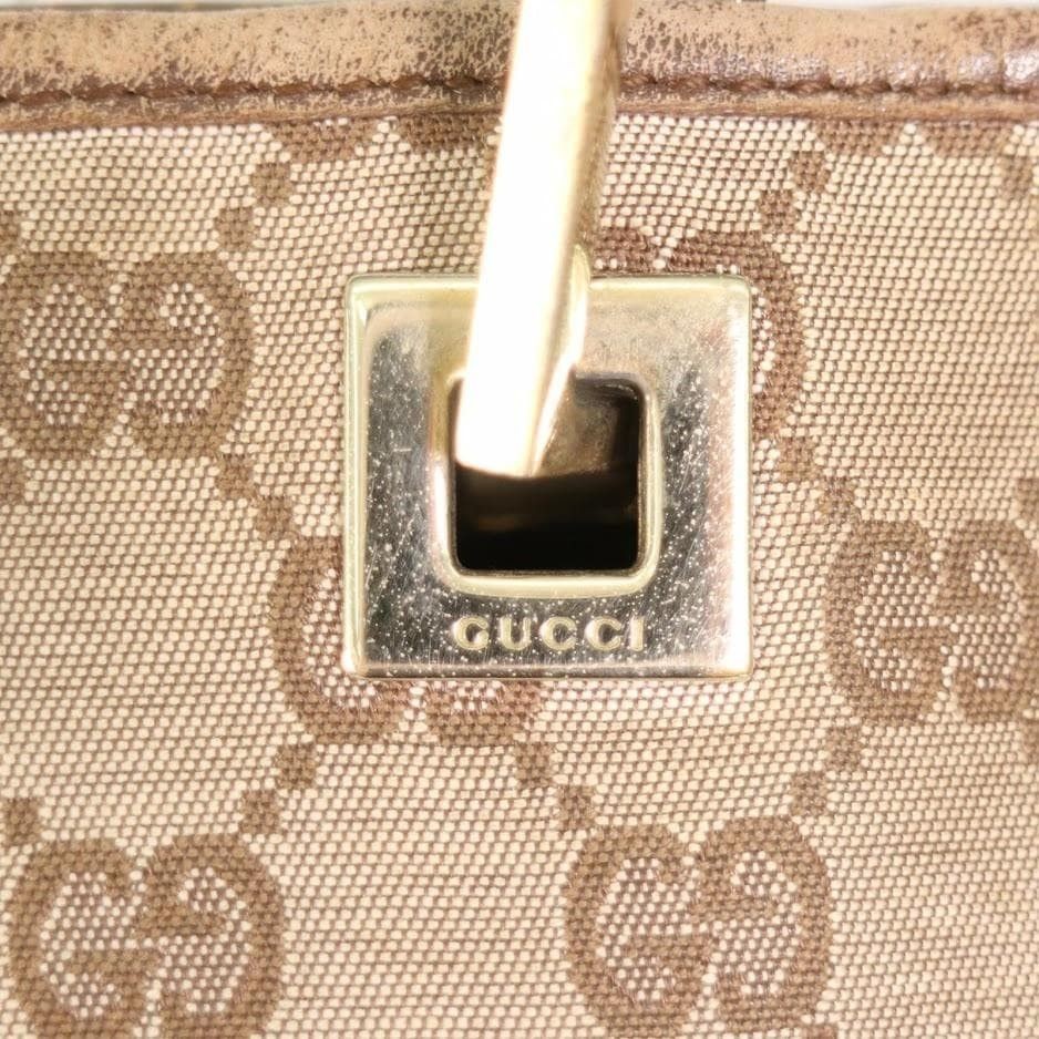 gucci GG canvas tote bag beige leather hardware commuting