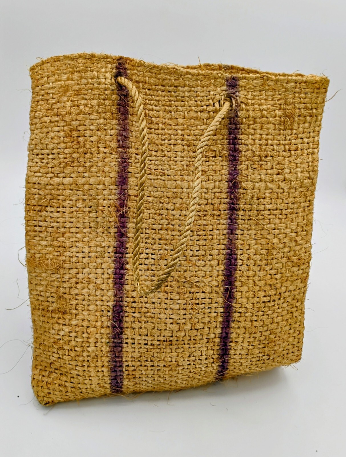 Burlap Bag, Handpainted Duck Mexico 10.5 Inches Vintage