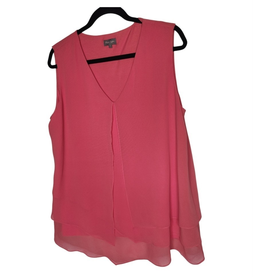 PHASE EIGHT Layered Tunic Blouse Tank Top Cami Size 16 Sleeveless Pink Floaty