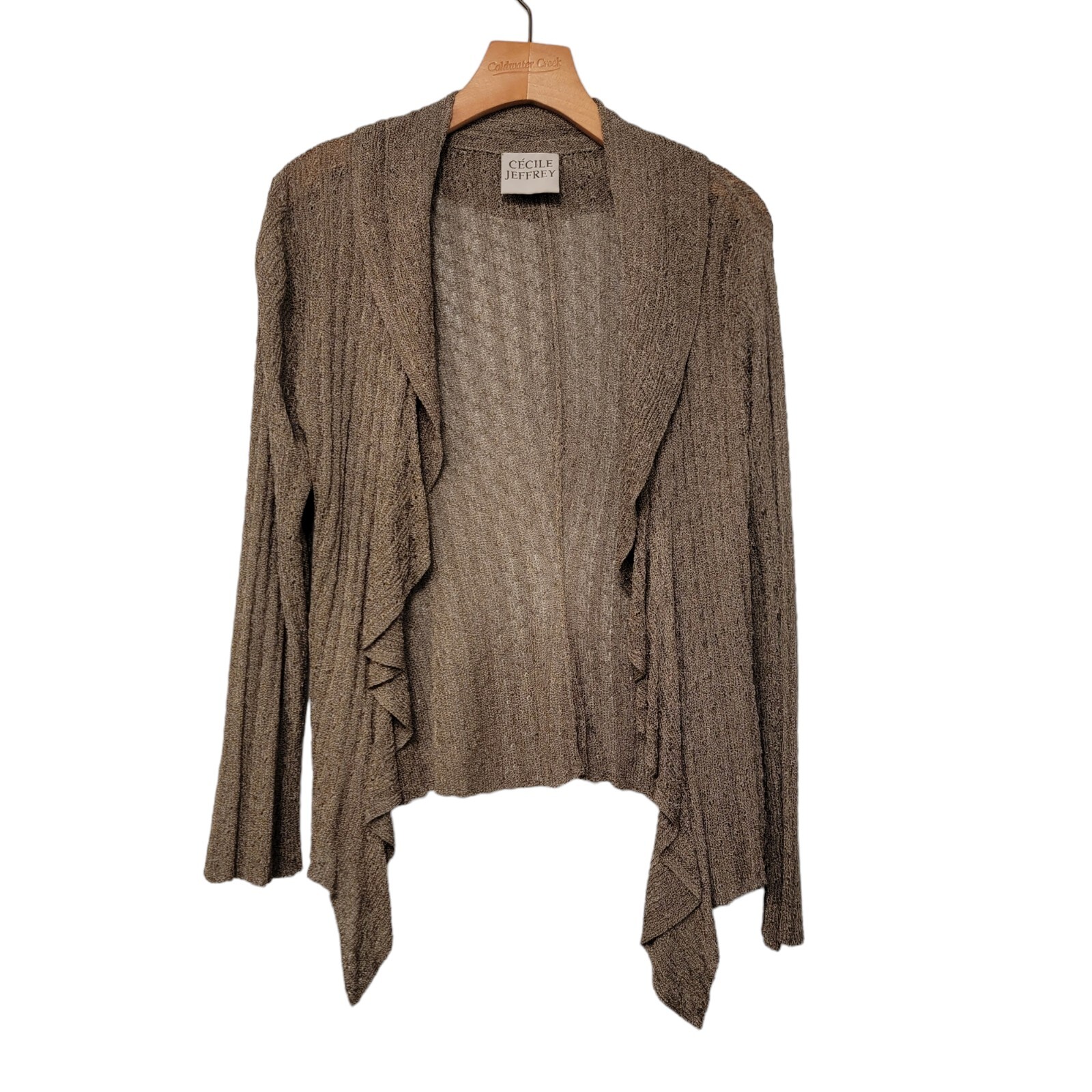 CECILE JEFFREY Cardigan Lightweight Open Gray Viscose Made In UK Womens Est Sz S