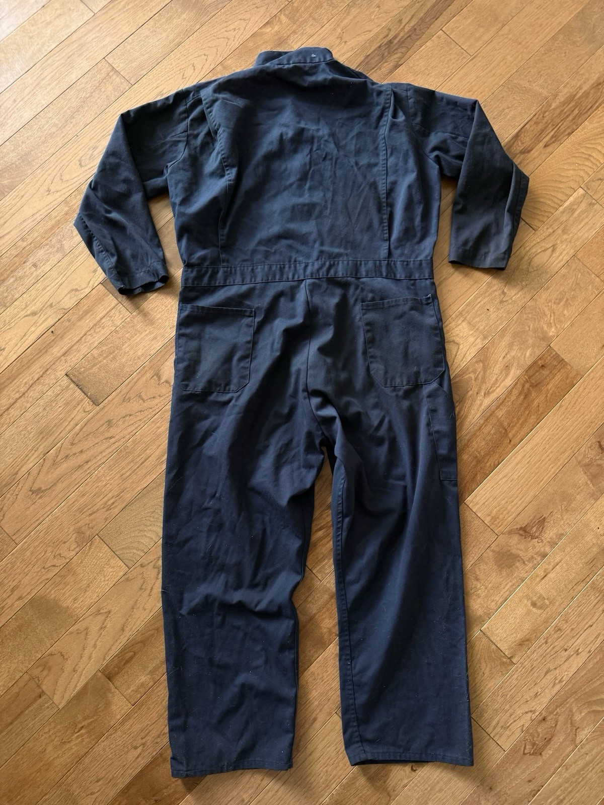 Vtg Dickies Navy Twill Work Coveralls CT20 DAS Patch Mechanic Utility Jumpsuit