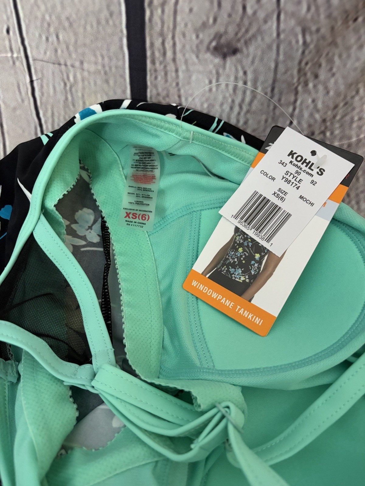 ZeroXposur Tankini Swim Top XS (6) UPF 30+ Quick Dry Floral Black Halter