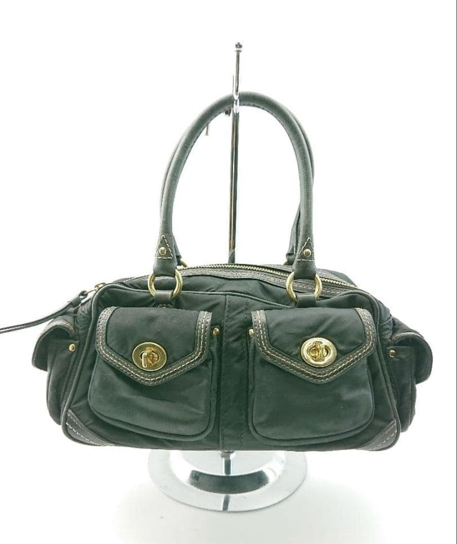 Coach Vintage Satchel Hand Bag Black Nylon Leather Gold HW 4452 Authen