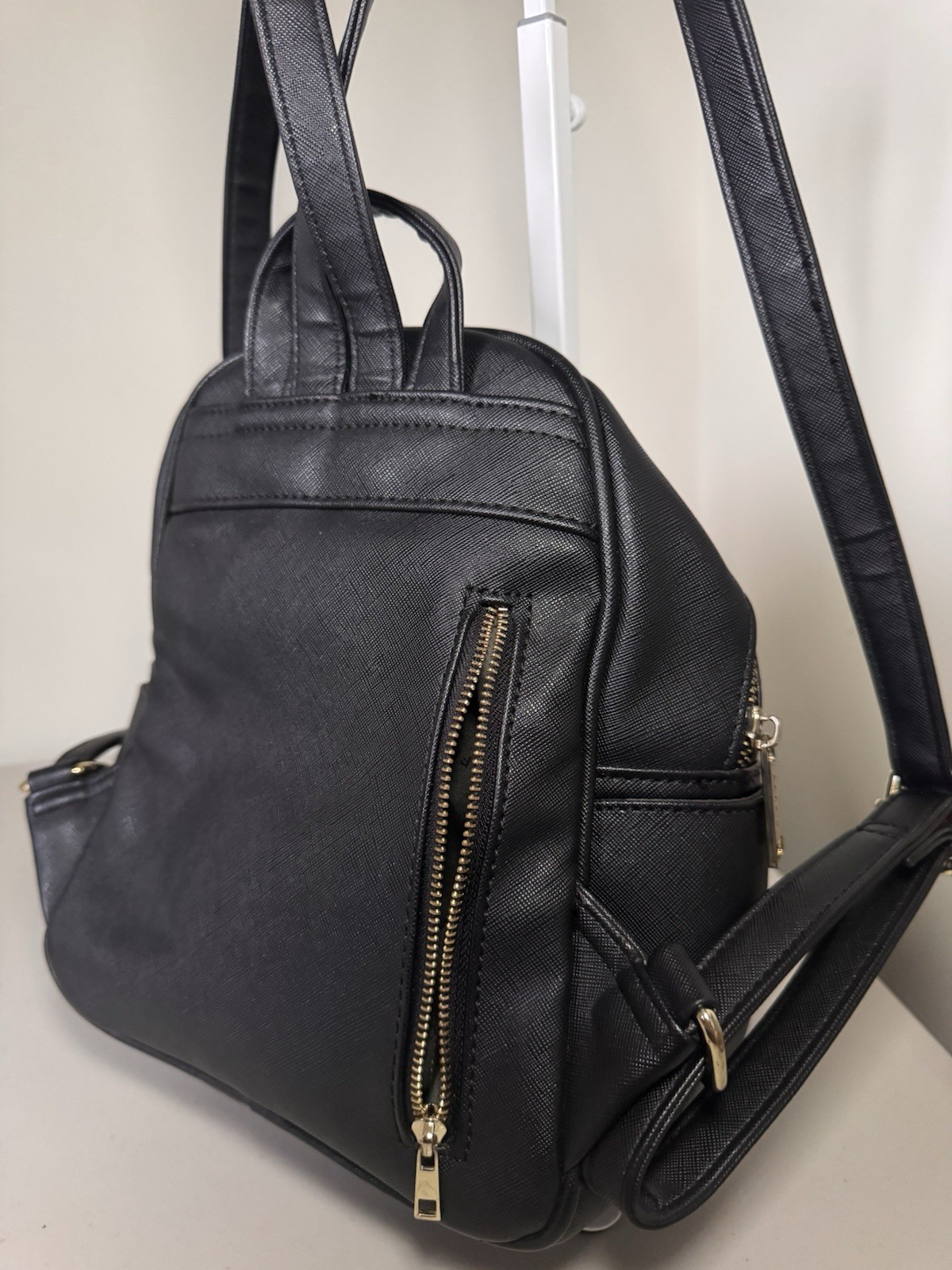 COOFIT Black Bat Wing Mini Backpack Purse Gold Hardware Zip Magnetic Closure