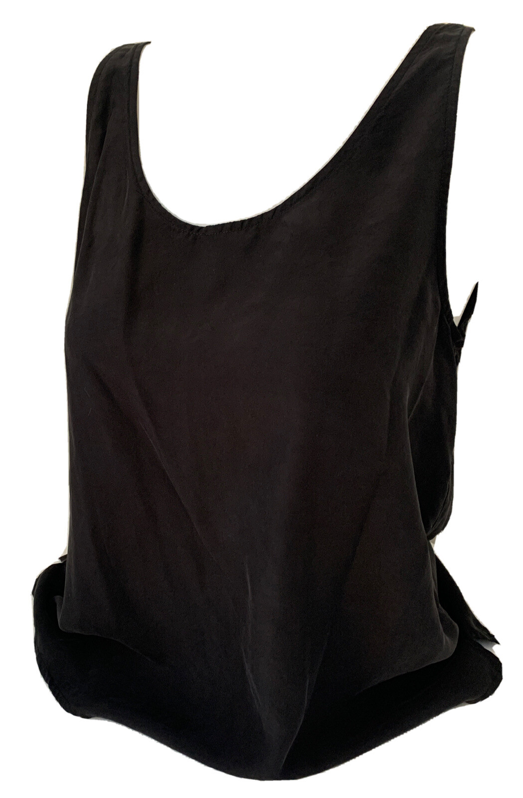 Garnet Hill Womens Shell Top Split sides Tank All Silk Black size 8