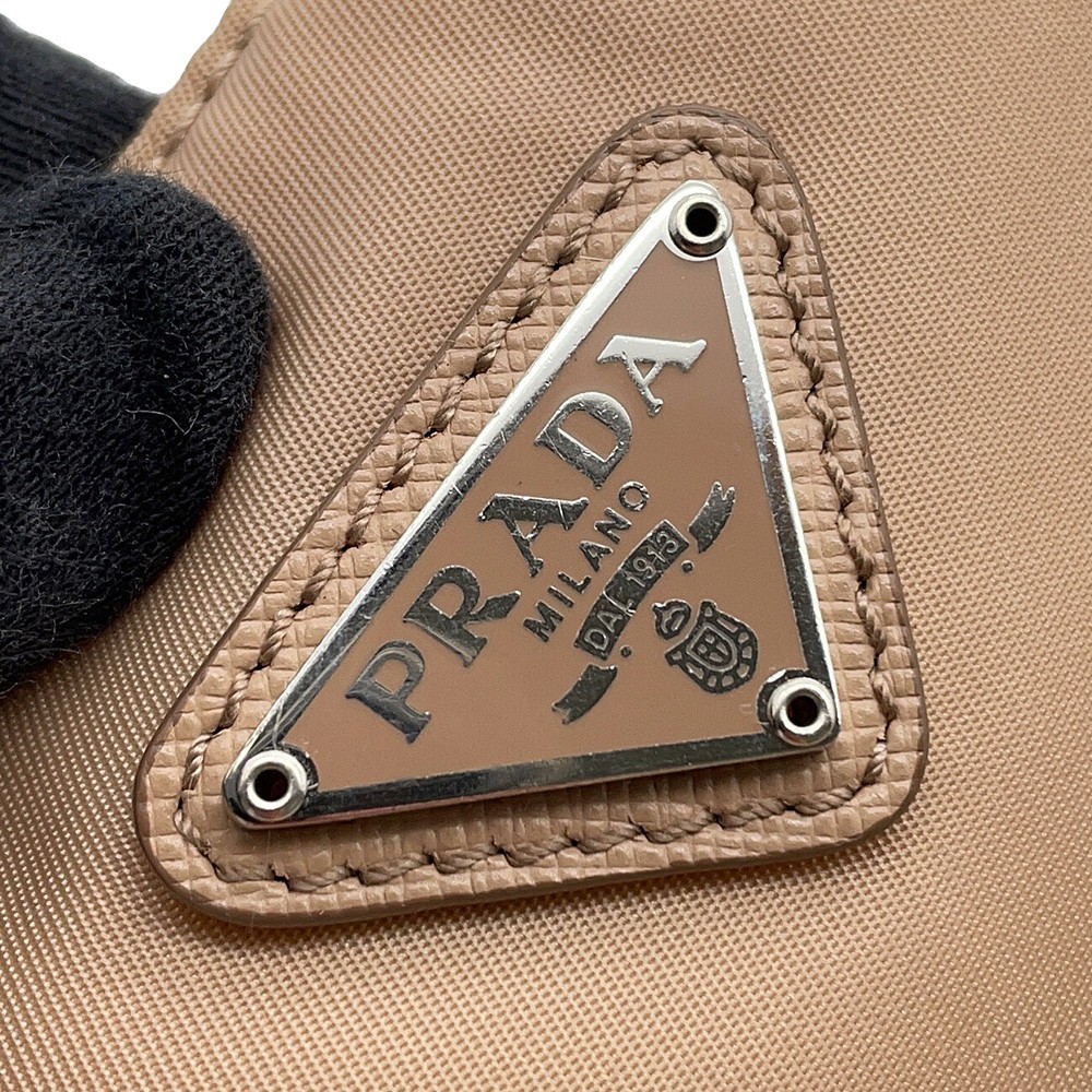 PRADA Re-Edition2005 ChainShoulder Bag Nylon Beige 1BH204