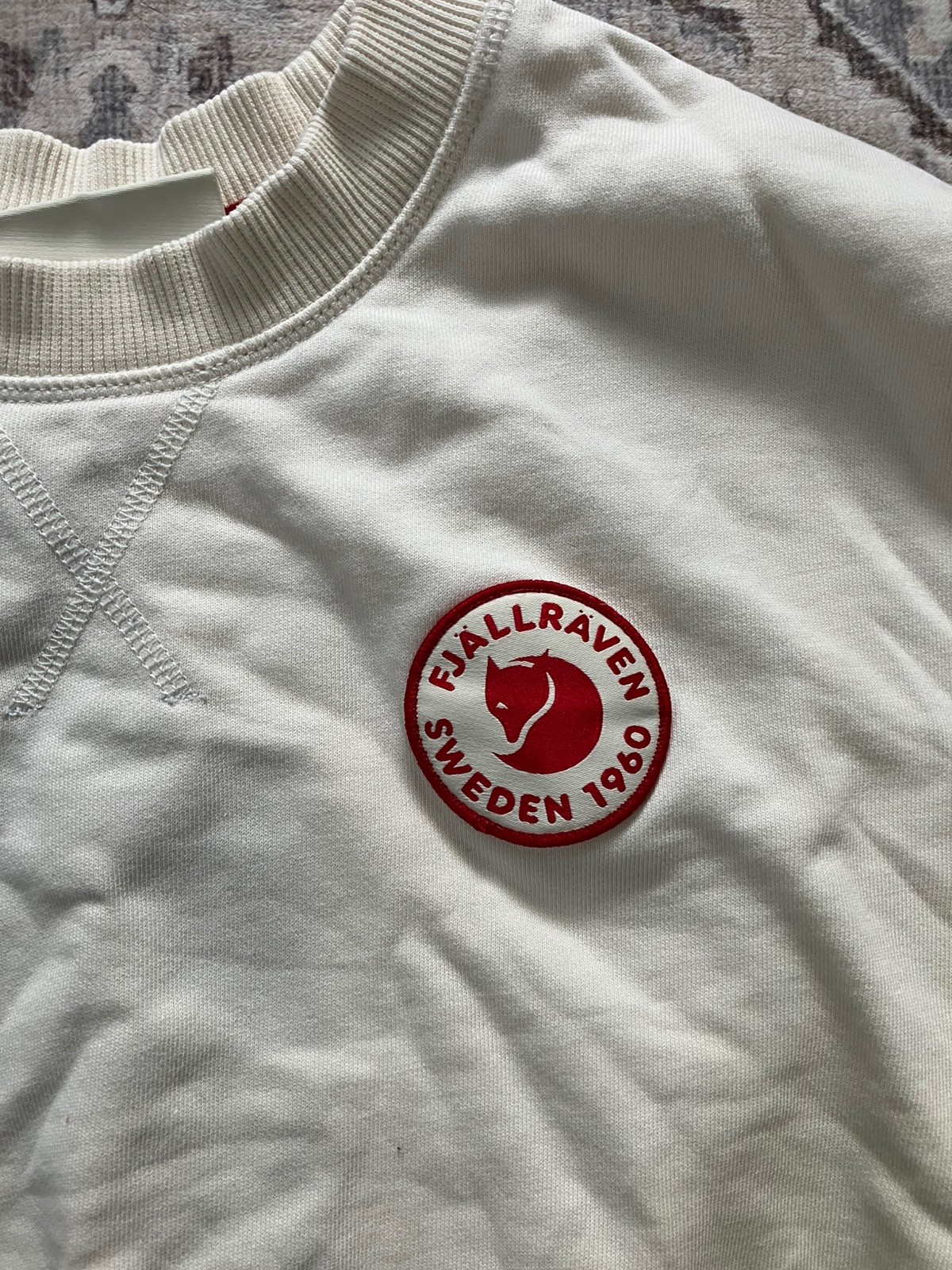 Fjallraven Sweatshirt Pullover Jumper, Mens Medium Beige, 1960 Logo Badge Sweden