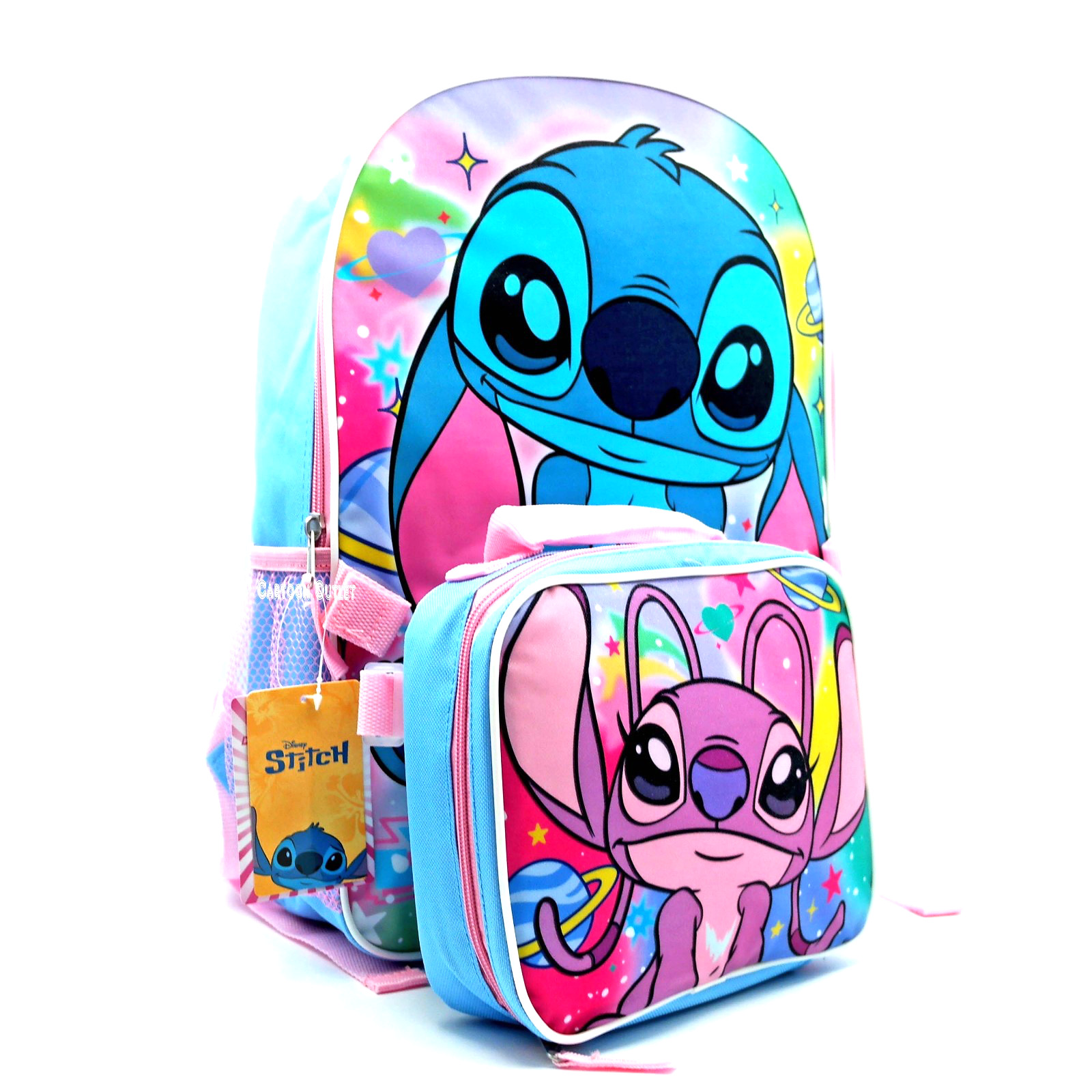 Disney Lilo & Stitch Angel w/Lunch Bag Backpack Set 16″ School Book Bag New