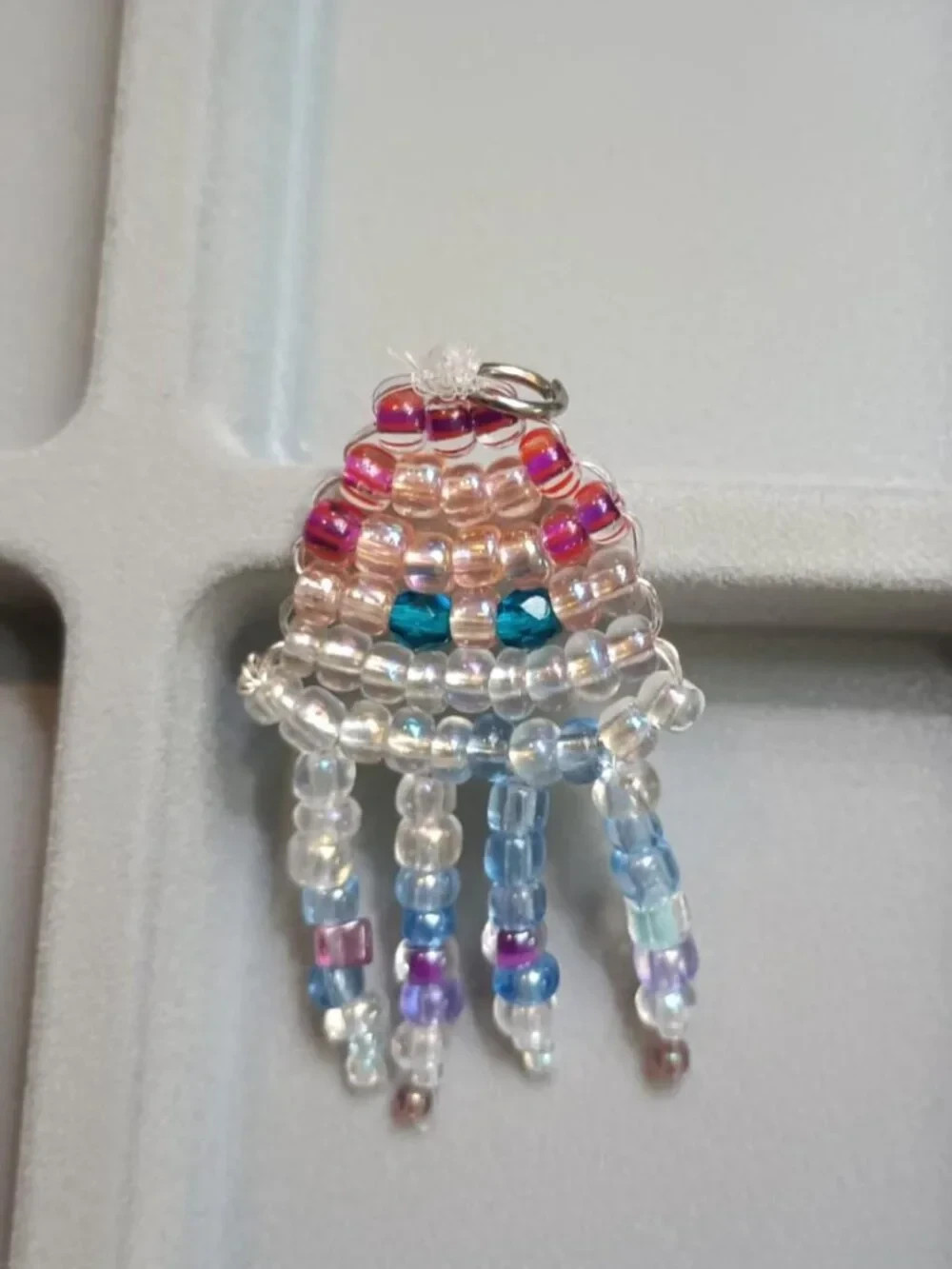 Handmade Beaded Keychain Charm Pendant Jellyfish Octo Kawaii Adorable Small Y2K