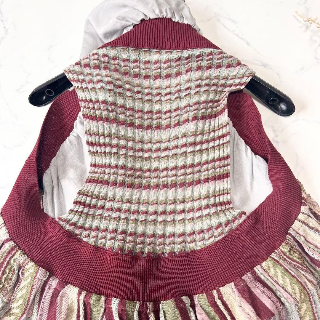 M&KYOKO 3D Knit Multicolor Shawl Collar Vest Japan FreeSize Open Front Auth