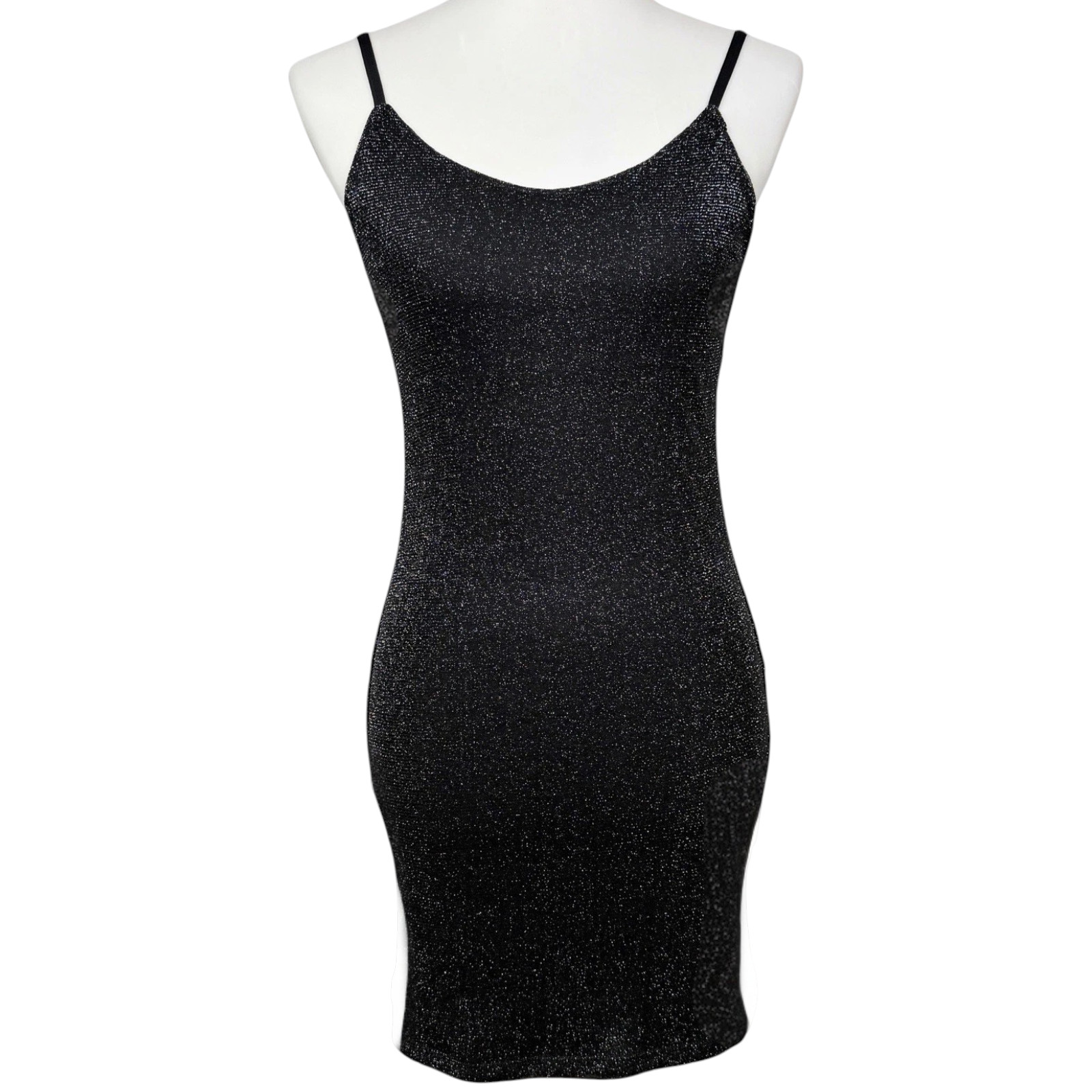 Klassy Network Slip Dress Sz Medium Black Sparkle Fairy Goth Bodycon Mini Party