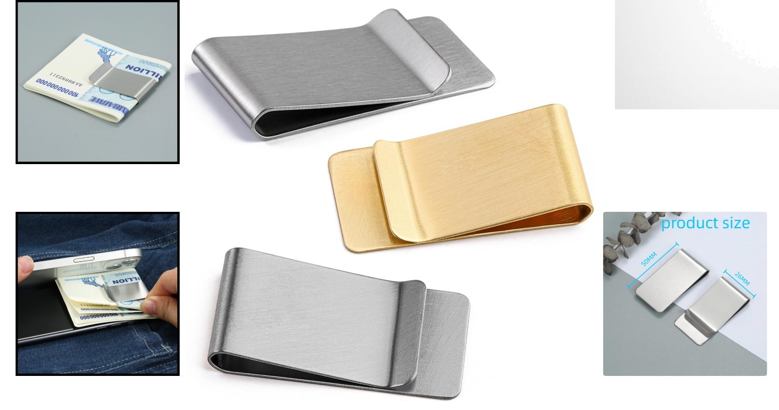 Ultra-Thin 3-Pack Men’s Money Clips – Perfect for Front Pocket Organization