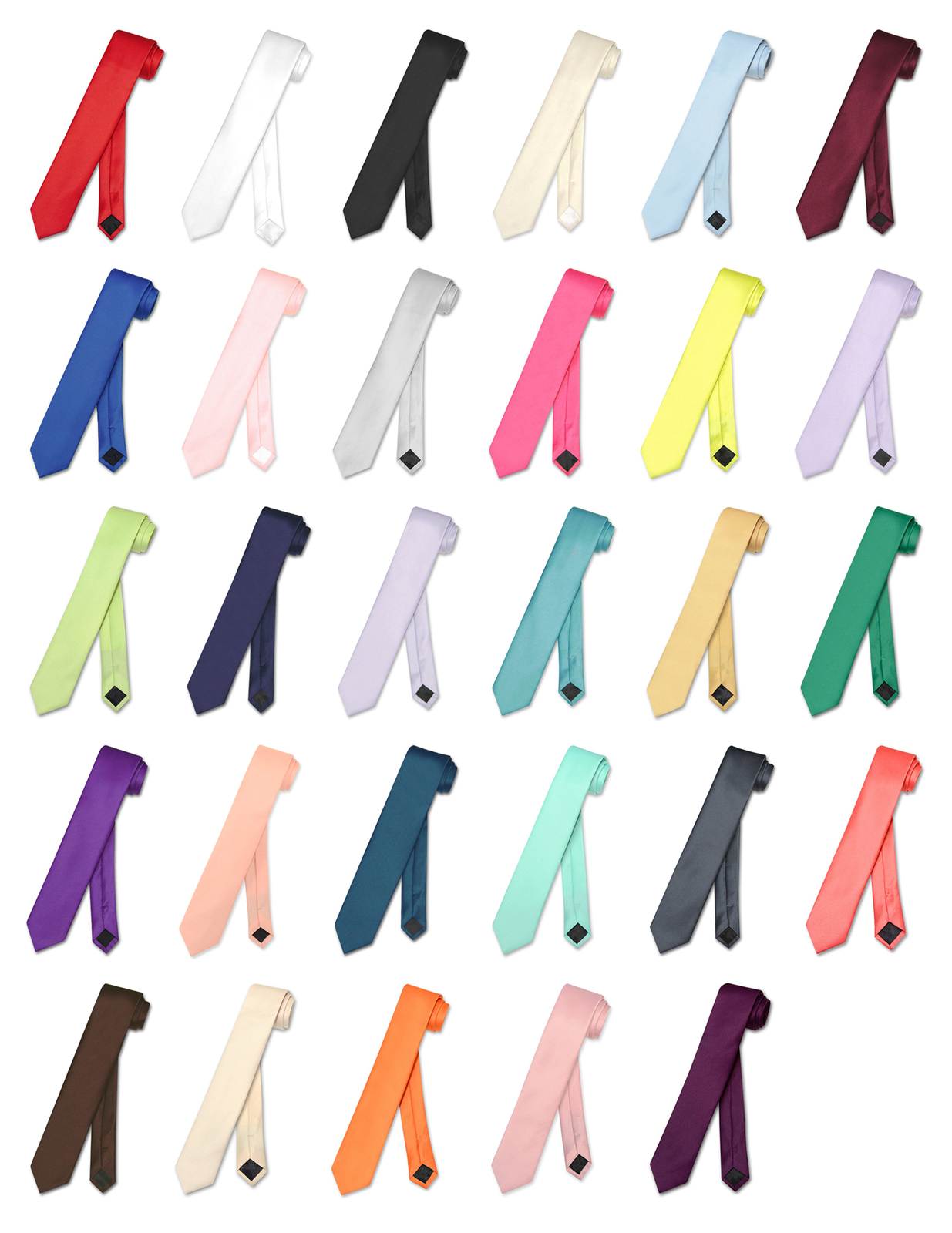 Vesuvio Napoli Narrow NeckTie Solid Color 2.5″ Skinny Thin Men’s Neck Tie