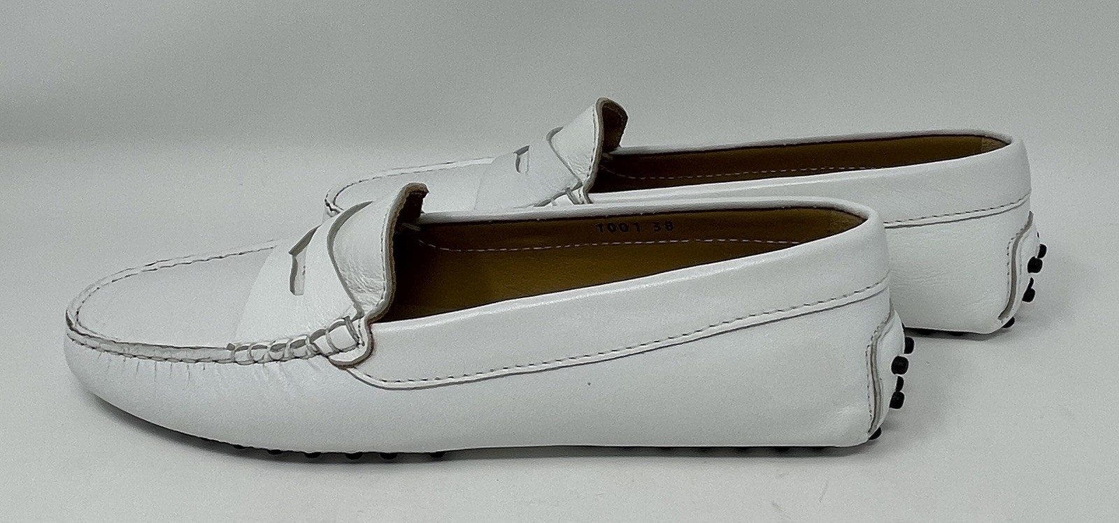 DE.MA Comfort Gommino Driving Moccasin/Loafer White Calfskin Made Italy 7.5 EU38