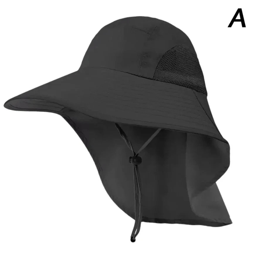 1pc Wide Brim Sun Hat with Neck Flap 50+ UPF Protection Outdoor Safari Cap – NEW