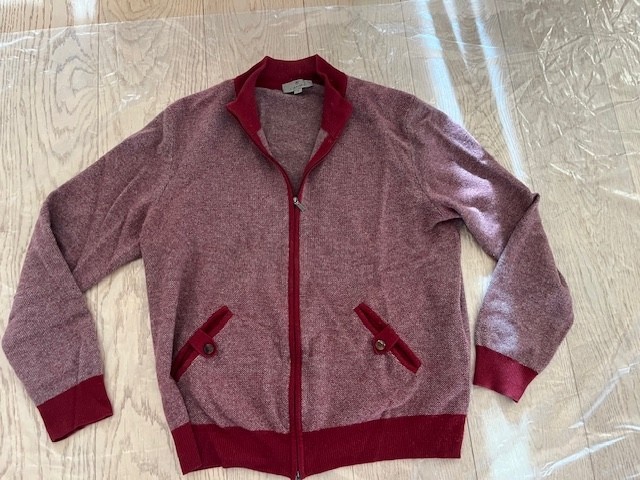 Canali Men 100shmere Burgundy Cardigan Sweater Size IT 52 Large Made in Italy