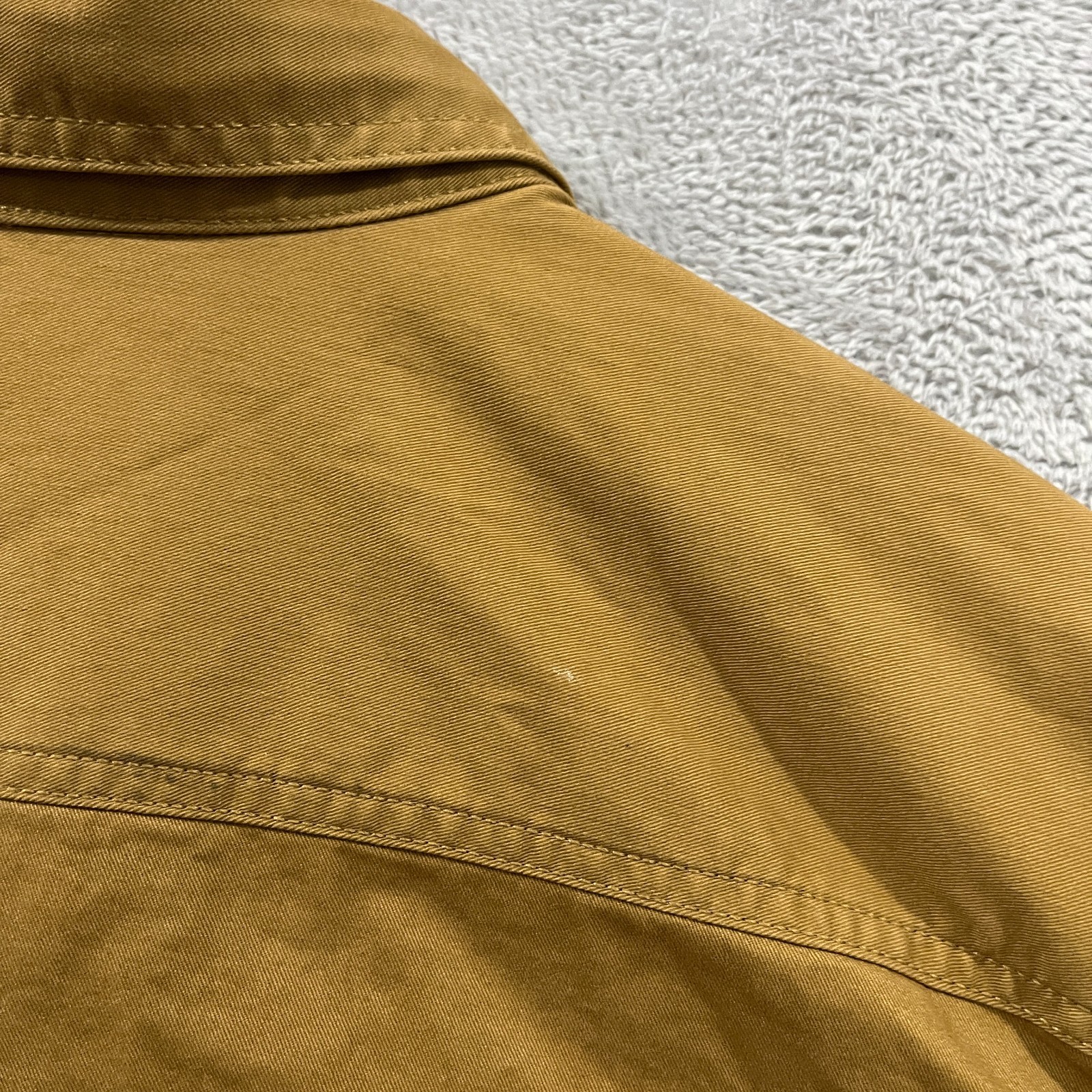 Eddie Bauer Jacket Mens Tall Large Tan Fleece Lined Shirt Shacket Snap Western