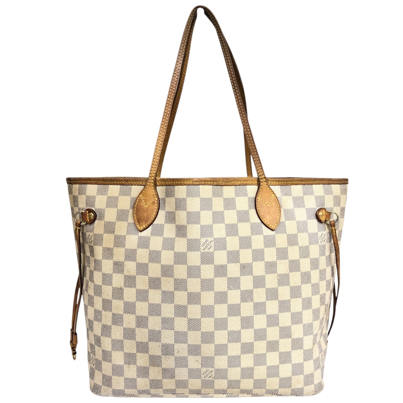 Auth Louis Vuitton Neverfull MM Tote Bag Damier Azur Shoulder Bag N51107 GI3182