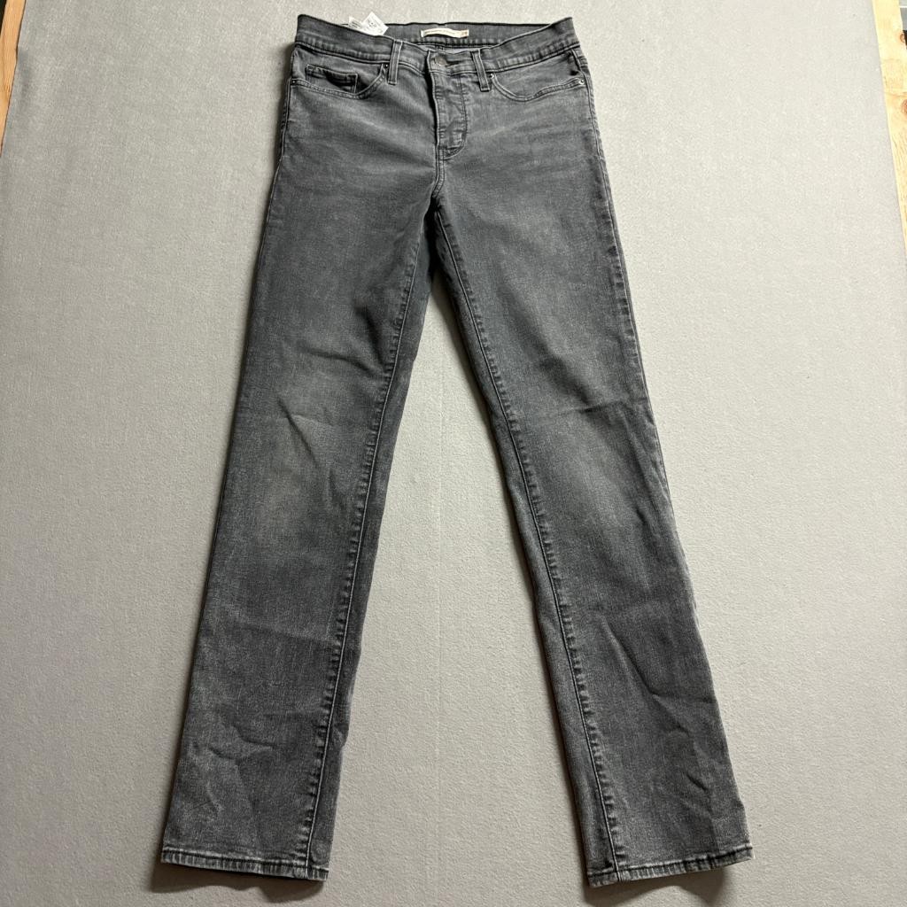 Levis 314 Shaping Straight Jeans Womens 29 Gray Denim Stretch Pants