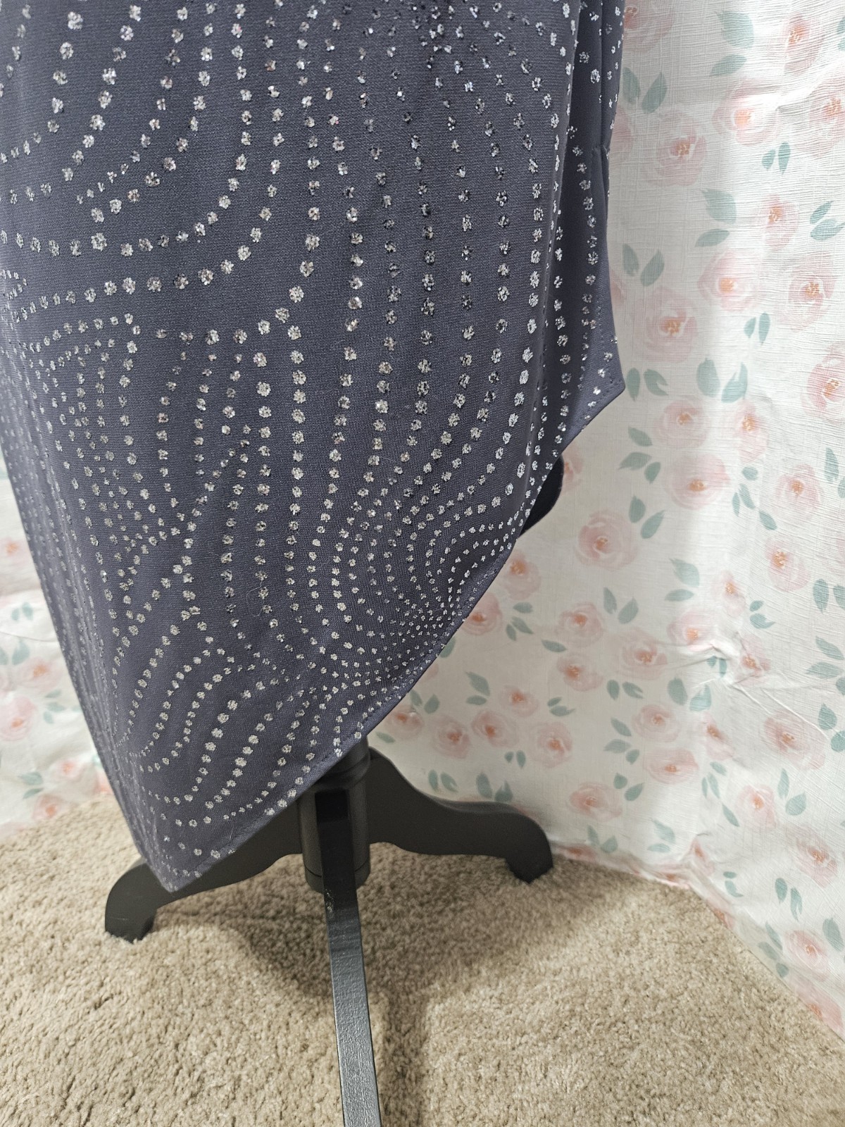 ARIANNA, WOMEN’S GRAY POLY SLEEVELESS MAXI GLITTERY EVENING GOWN SIZE 8