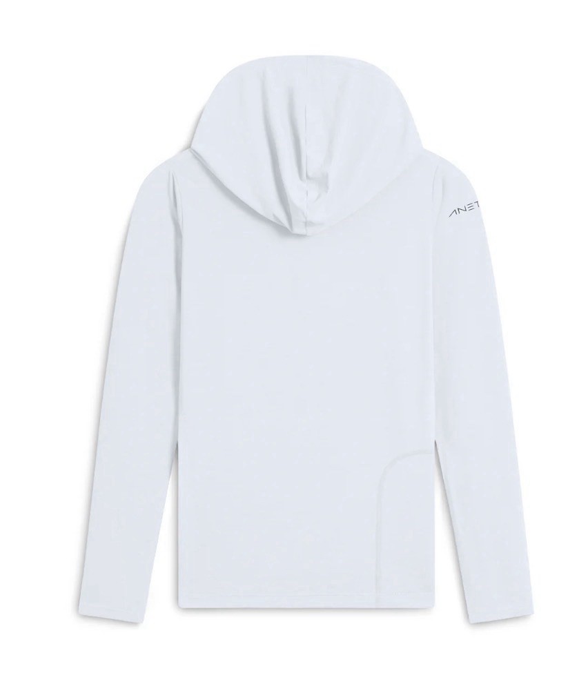 BNWT Anetik Flight Tech Hoody White Heathered XS UPF 30 $85 Sun Lightweight