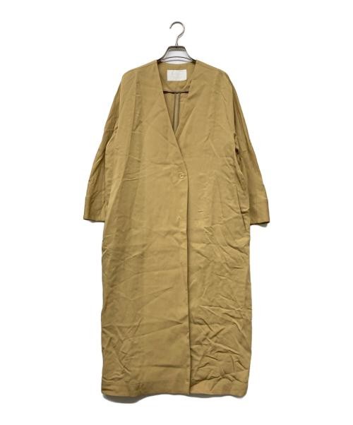 BALLSEY Rayon cotton belted collarless coat beige 11-08-92-08