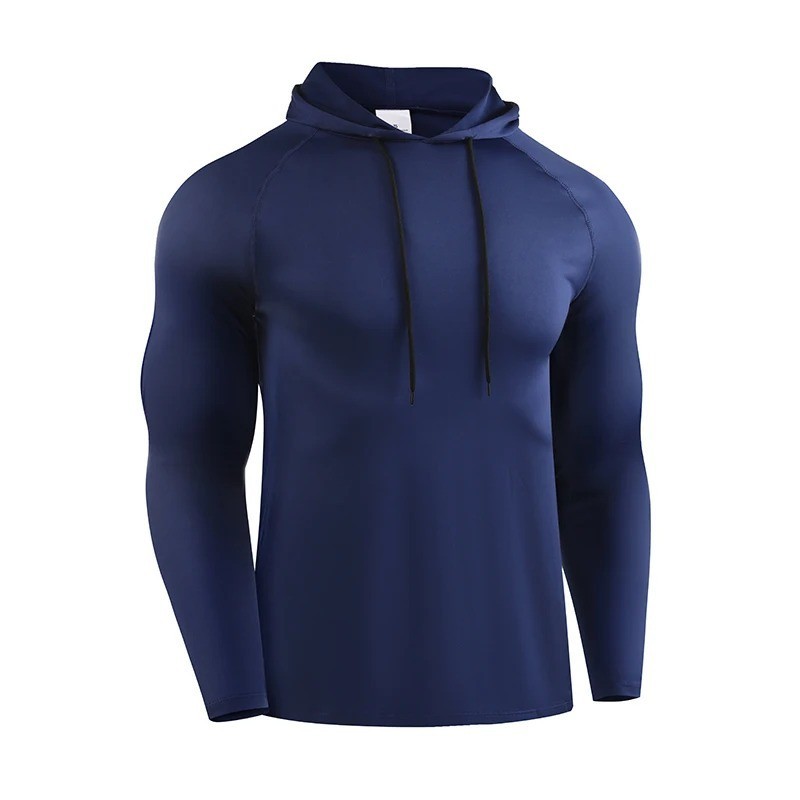 Men’s Hooded Long Sleeve Running Shirt Gym Fitness Training Sports Top Tee