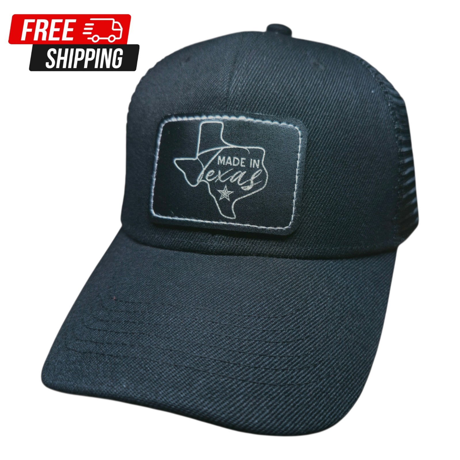 Gelante Made in Texas Patch Black Trucker Hat Adjustable Mesh Back