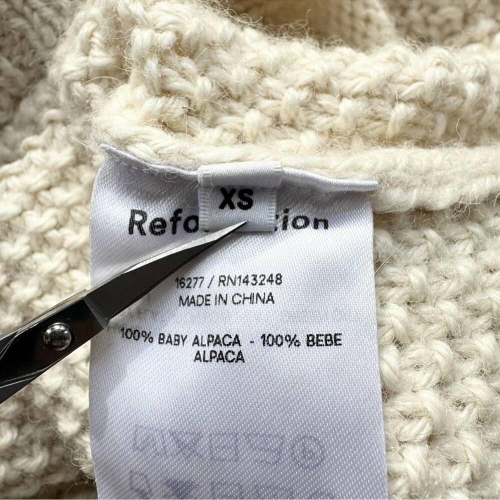 Reformation Poste Baby Alpaca Turtleneck Knit Sweater Cream XS