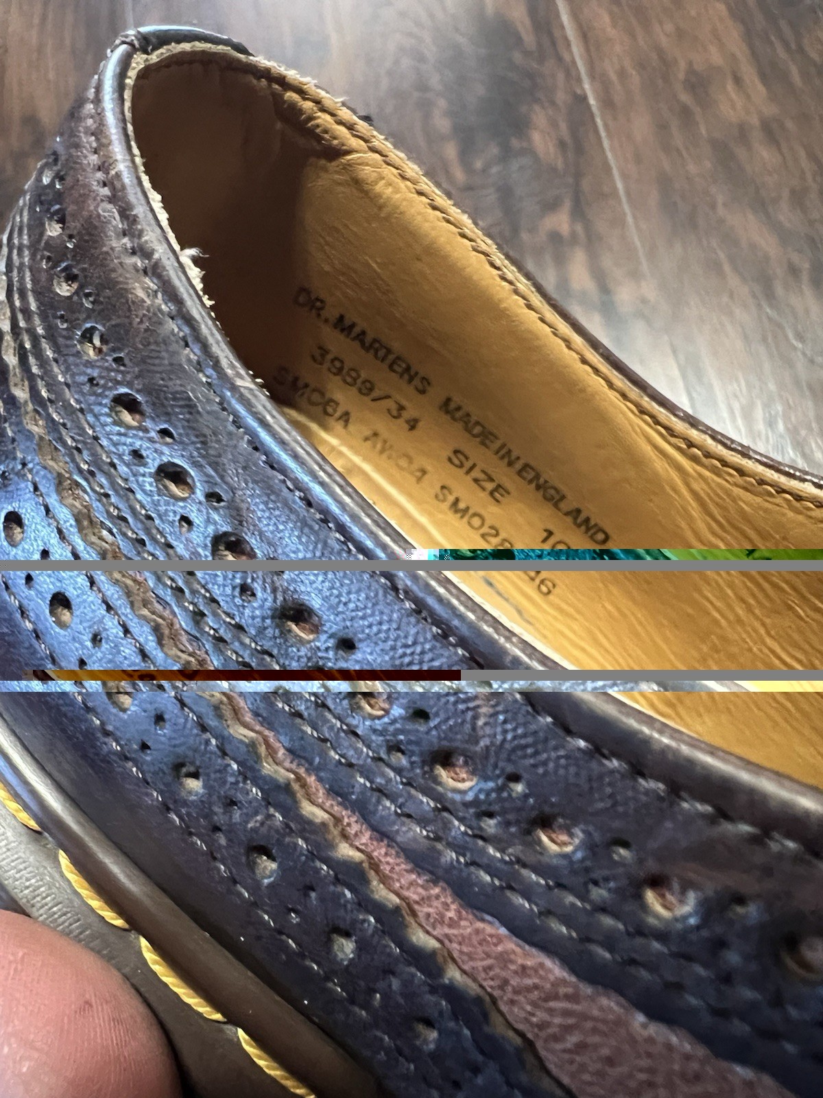 Vintage Dr. Martens 3989 Wingtip Brogue Shoes Mens Size 10 Brown Made in England
