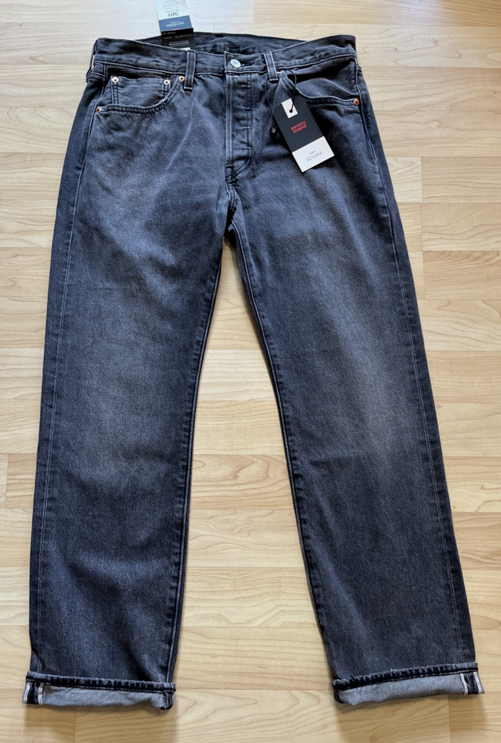 Levi’s 501 Selvedge Original Straight Leg Jeans Men’s 32×30 Gray Big E NWT $148